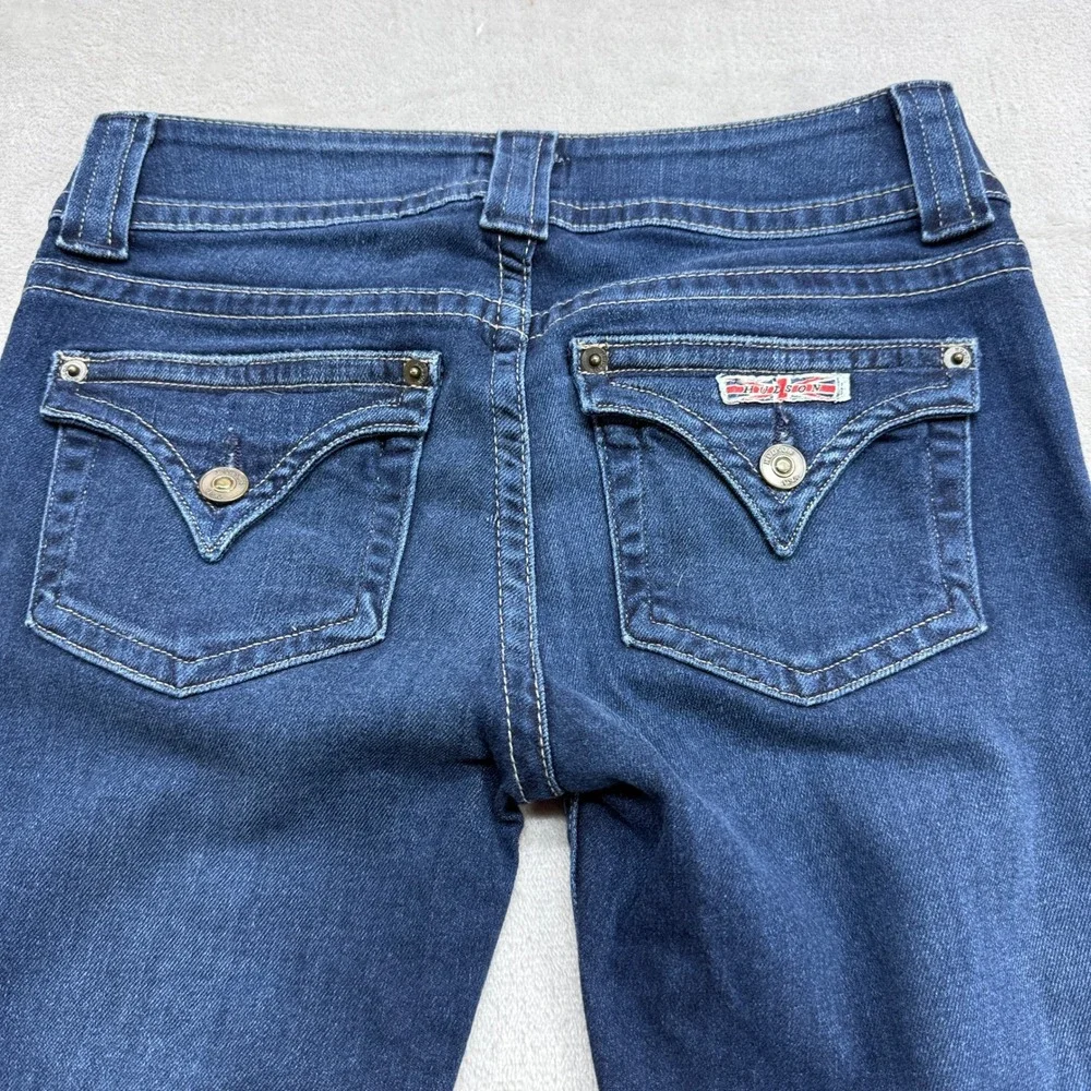 Hudson Flare Jeans Womens 26 Dark Wash Low Rise Y2K Retro Boho Flap Pocket Denim